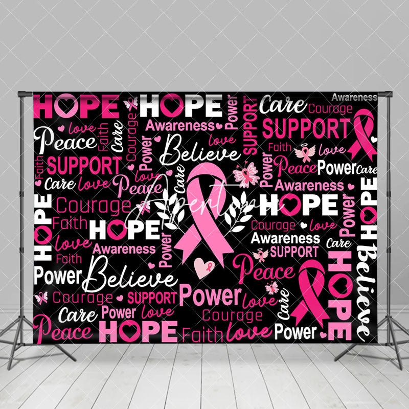 Aperturee - Aperturee Black Pink Positive Slogans Breast Cancer Backdrop