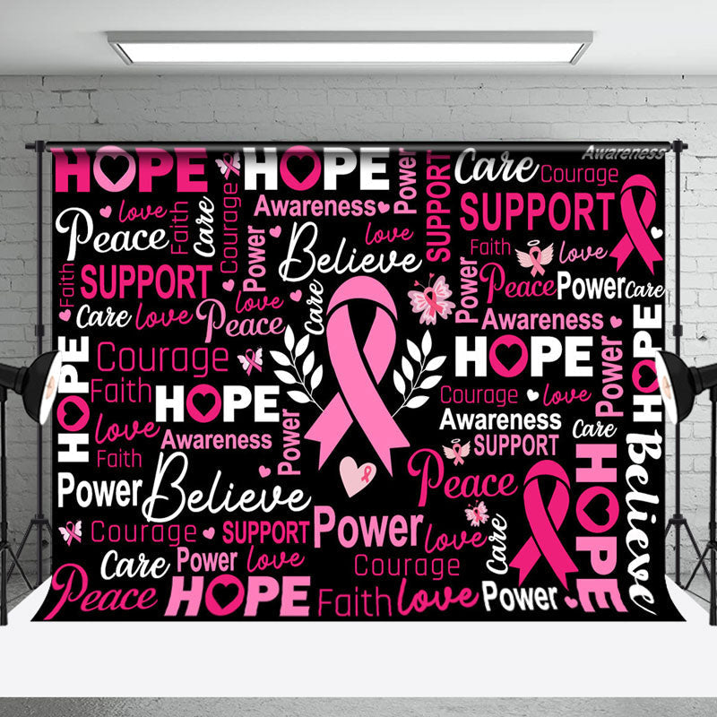 Aperturee - Aperturee Black Pink Positive Slogans Breast Cancer Backdrop