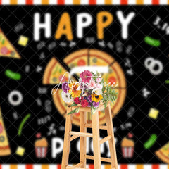 Aperturee - Aperturee Black Pizza Mathematical Happy Pi Day Backdrop