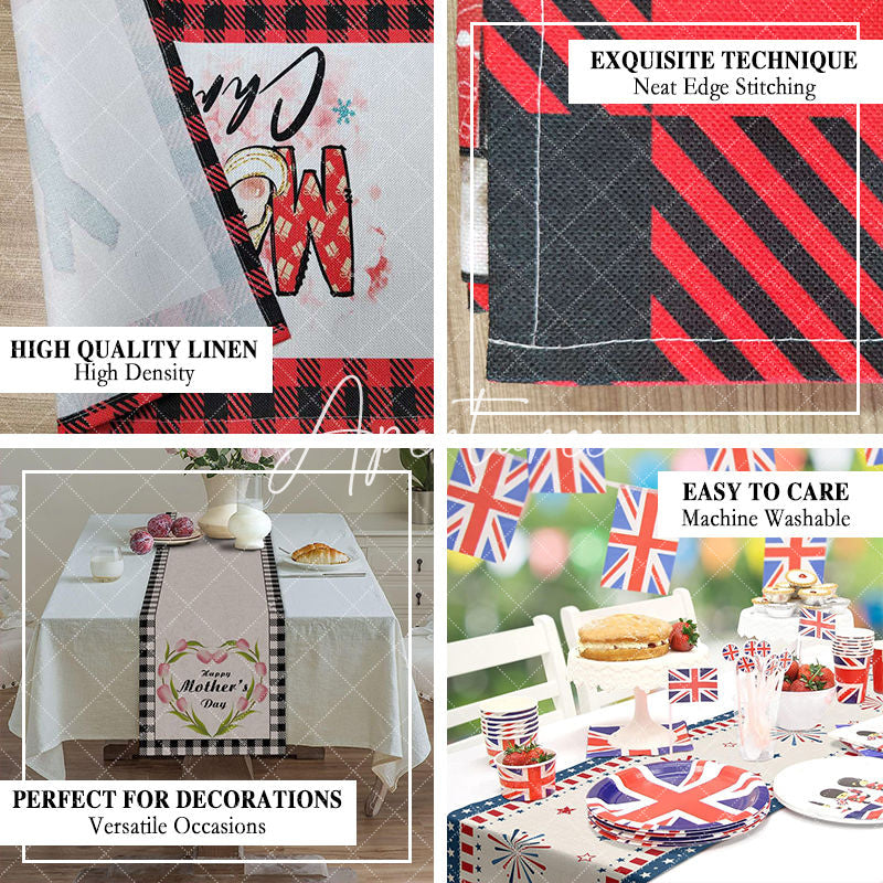 Aperturee - Aperturee Black Plaid Red Truck Valentines Day Table Runner