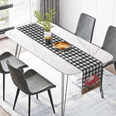 Aperturee - Aperturee Black Plaid Red Truck Valentines Day Table Runner