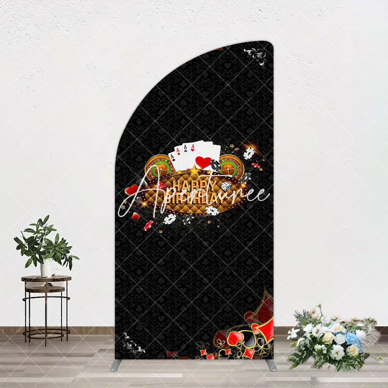 Aperturee - Aperturee Black Poker Casino Arch Backdrop For Birthday Party