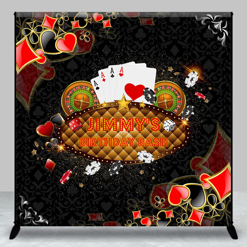 Aperturee - Aperturee Black Poker Casino Vibe Custom Name Birthday Backdrop