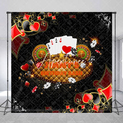 Aperturee - Aperturee Black Poker Casino Vibe Custom Name Birthday Backdrop