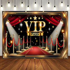 Aperturee - Aperturee Black Red Gold Carpet Vip Pass Birthday Backdrop