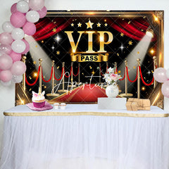 Aperturee - Aperturee Black Red Gold Carpet Vip Pass Birthday Backdrop