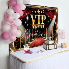 Aperturee - Aperturee Black Red Gold Carpet Vip Pass Birthday Backdrop