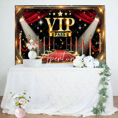 Aperturee - Aperturee Black Red Gold Carpet Vip Pass Birthday Backdrop