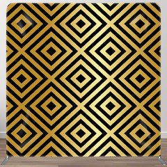 Aperturee - Aperturee Black Rhombus Patchwork Pattern Gold Backdrop Decor