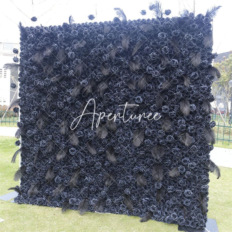 Aperturee - Aperturee Black Rose Artificial Flower Wall Birthday Decor