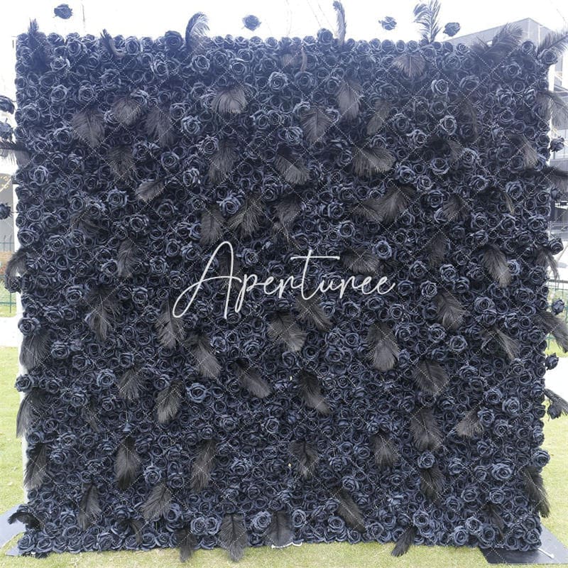 Aperturee - Aperturee Black Rose Artificial Flower Wall Birthday Decor