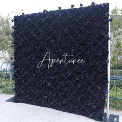 Aperturee - Aperturee Black Rose Faux Flower Backdrop For Birthday Decor