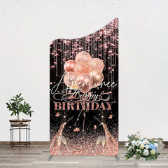 Aperturee - Aperturee Black Rose Gold Glitter Cheer Birthday Arch Backdrop