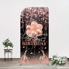 Aperturee - Aperturee Black Rose Gold Glitter Cheer Birthday Arch Backdrop