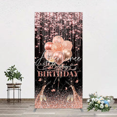 Aperturee - Aperturee Black Rose Gold Glitter Cheer Birthday Arch Backdrop