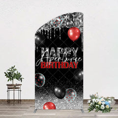 Aperturee - Aperturee Black Silver Glitter Balloons Birthday Arch Backdrop