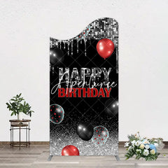 Aperturee - Aperturee Black Silver Glitter Balloons Birthday Arch Backdrop