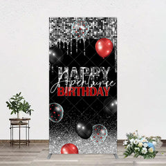 Aperturee - Aperturee Black Silver Glitter Balloons Birthday Arch Backdrop