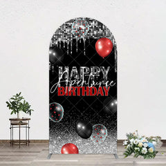 Aperturee - Aperturee Black Silver Glitter Balloons Birthday Arch Backdrop