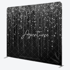 Aperturee - Aperturee Black Silver Glitter Dance Party Square Backdrop