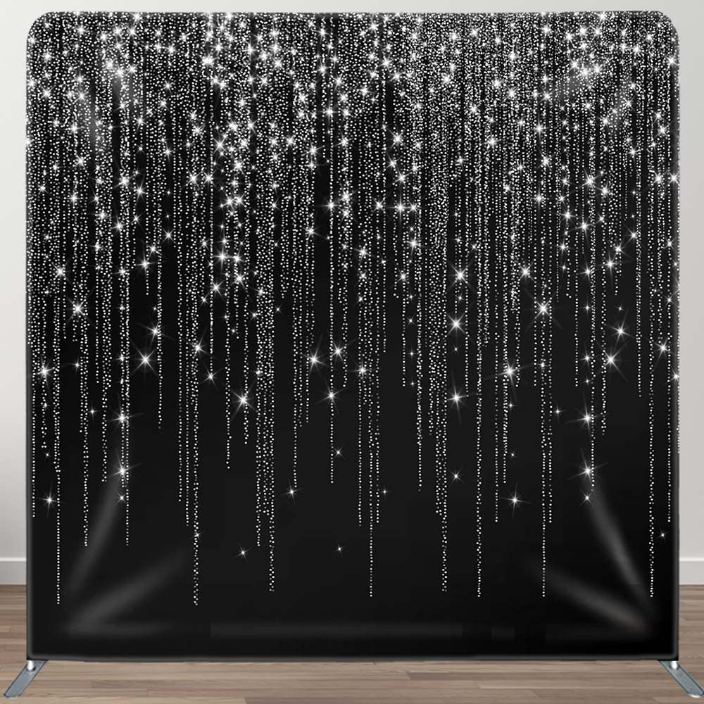 Aperturee - Aperturee Black Silver Glitter Dance Party Square Backdrop