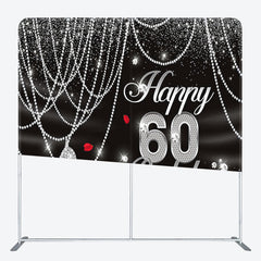 Aperturee - Aperturee Black Silver Glitter Fabric Backdrop Cover for Birthday