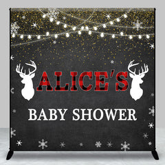 Aperturee - Aperturee Black Snowy Elk Christmas Custom Baby Shower Backdrop