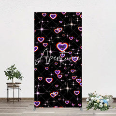 Aperturee - Aperturee Black Sparkle Rainbow Hearts Romantic Arch Backdrop