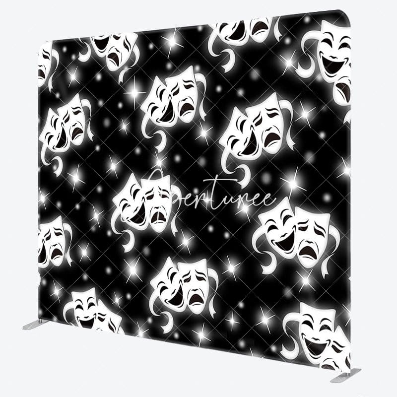 Aperturee - Aperturee Black Sparkle Tragic Comedy Mask Pillow Case Backdrop