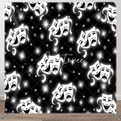 Aperturee - Aperturee Black Sparkle Tragic Comedy Mask Pillow Case Backdrop