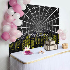 Aperturee - Aperturee Black Spider Wab City Night Scene Birthday Backdrop