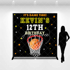 Aperturee - Aperturee Black Starry Basketball Custom 12th Birthday Backdrop