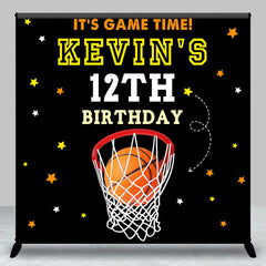 Aperturee - Aperturee Black Starry Basketball Custom 12th Birthday Backdrop