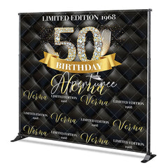 Aperturee - Aperturee Black Step And Repeat Custom 50th Birthday Backdrop