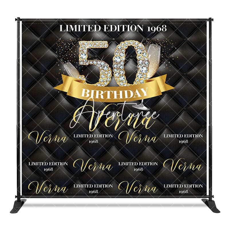 Aperturee - Aperturee Black Step And Repeat Custom 50th Birthday Backdrop