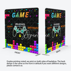 Aperturee - Aperturee Black Tetris Wall Game Birthday Pillow Case Backdrop