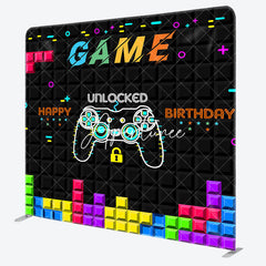 Aperturee - Aperturee Black Tetris Wall Game Birthday Pillow Case Backdrop