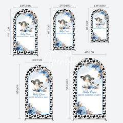 Aperturee - Aperturee Black White Cow Floral Baby Shower Arch Backdrop