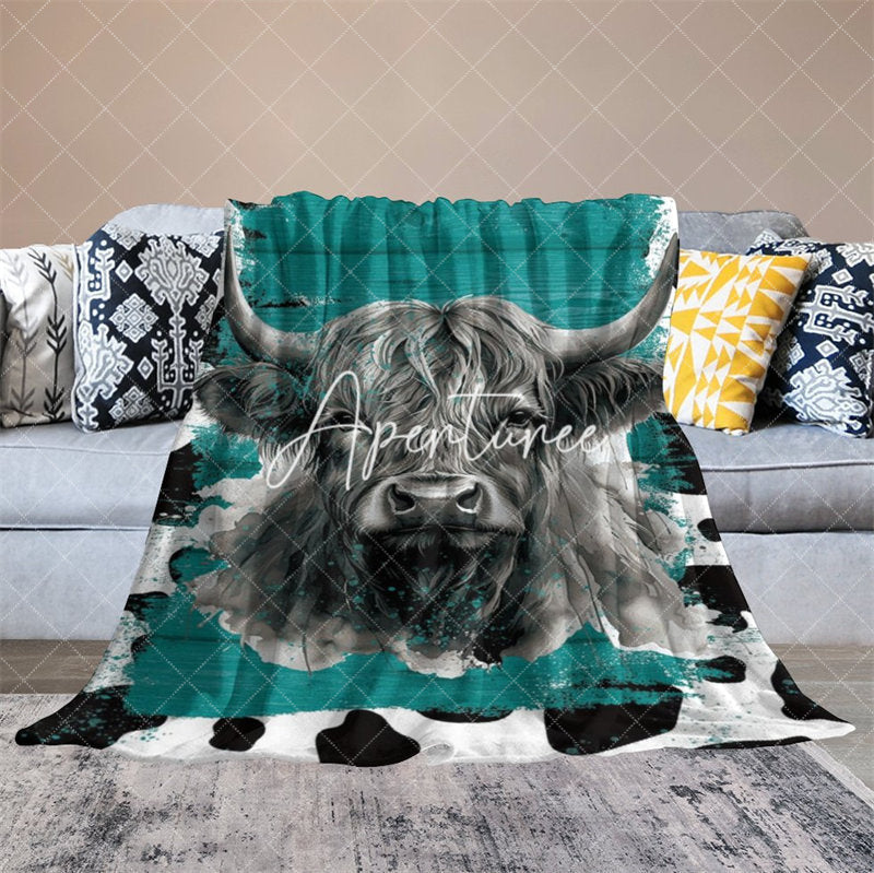 Aperturee - Aperturee Black White Cow Pattern Custom Blanket Gift