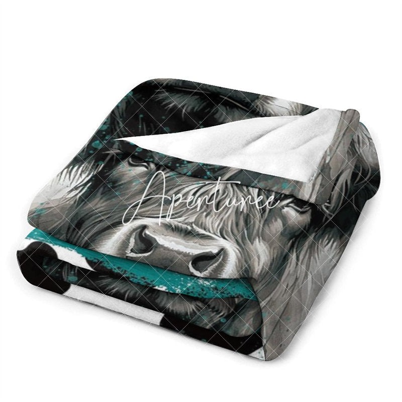 Aperturee - Aperturee Black White Cow Pattern Custom Blanket Gift