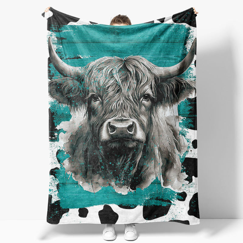 Aperturee - Aperturee Black White Cow Pattern Custom Blanket Gift