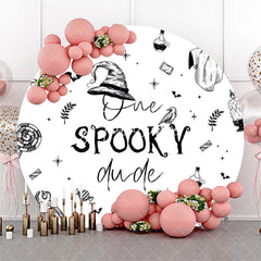 Aperturee - Aperturee Black White Halloween One Spooky Dude Round Backdrop