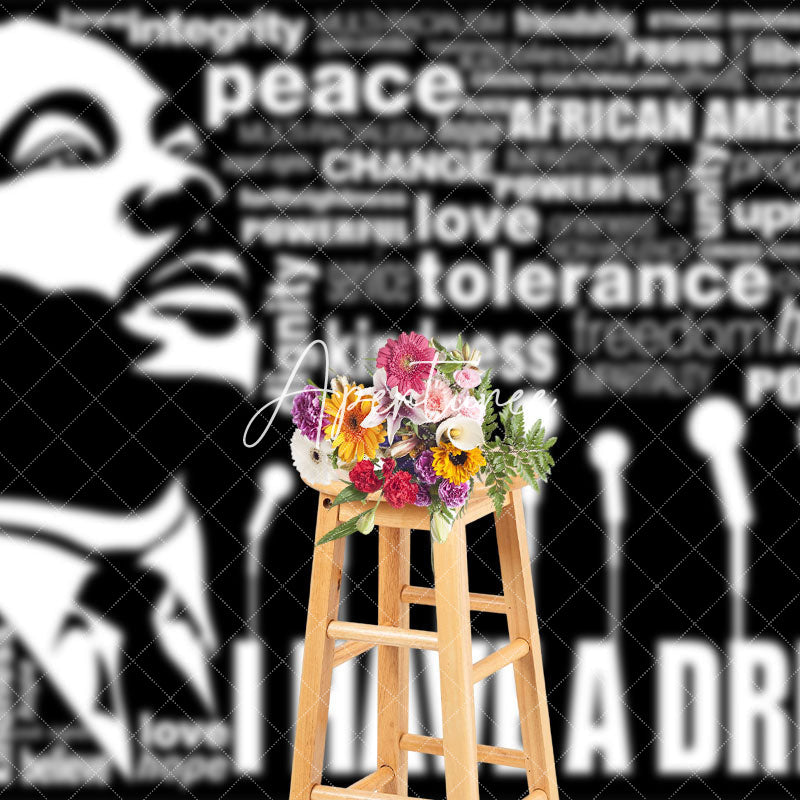 Aperturee - Aperturee Black White Justice Slogan Speech Mlk Day Backdrop