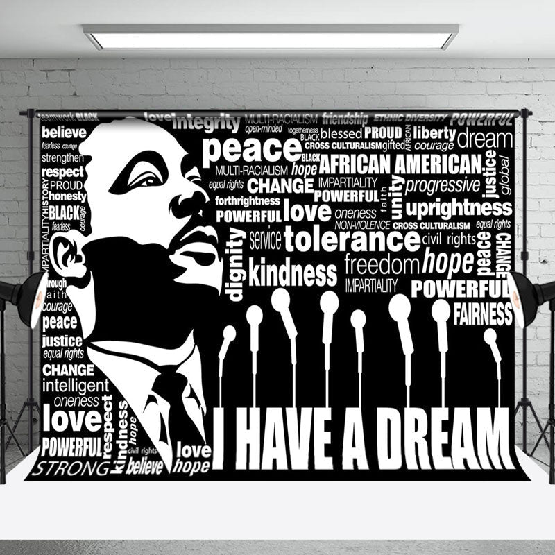 Aperturee - Aperturee Black White Justice Slogan Speech Mlk Day Backdrop