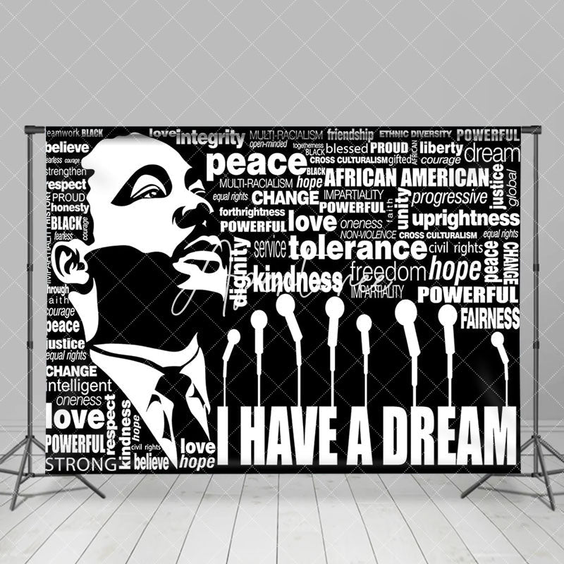 Aperturee - Aperturee Black White Justice Slogan Speech Mlk Day Backdrop