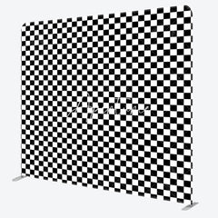 Aperturee - Aperturee Black White Plaid Pattern Square Tension Backdrop