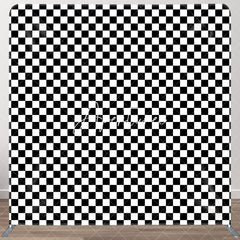 Aperturee - Aperturee Black White Plaid Pattern Square Tension Backdrop