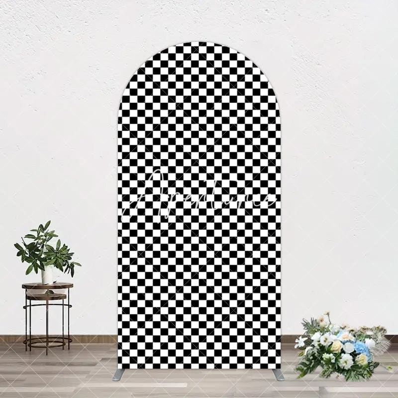 Aperturee - Aperturee Black White Plaid Racing Game Fast Two Arch Backdrop