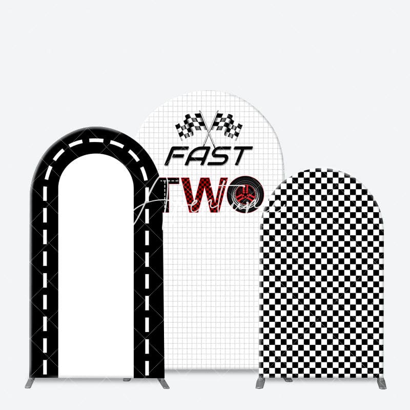 Aperturee - Aperturee Black White Plaid Racing Game Fast Two Arch Backdrop