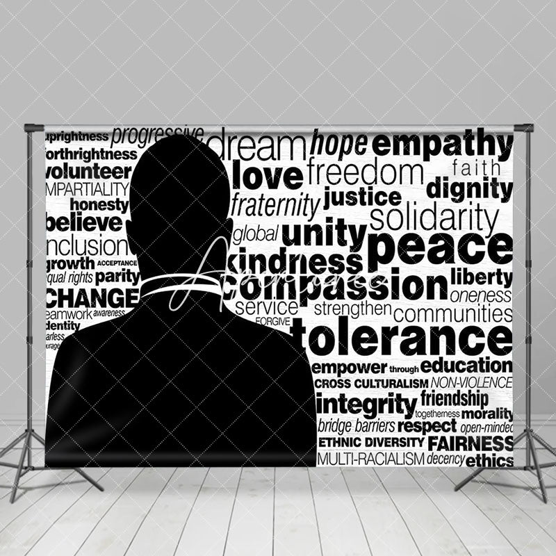 Aperturee - Aperturee Black White Positive Speech Words Mlk Day Backdrop